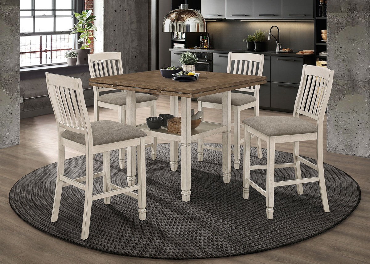 Sarasota  Counter Height Dining Set with Drop Leaf Nutmeg and Rustic Cream