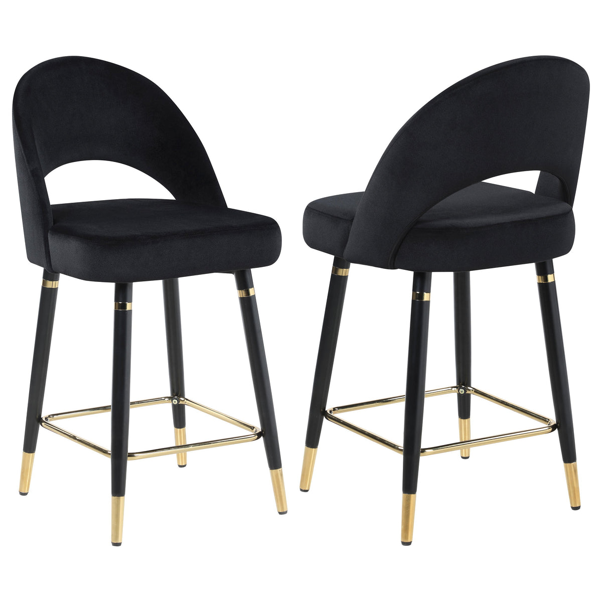 Lindsey Arched Back Upholstered Counter Height Stools Black (Set of 2)