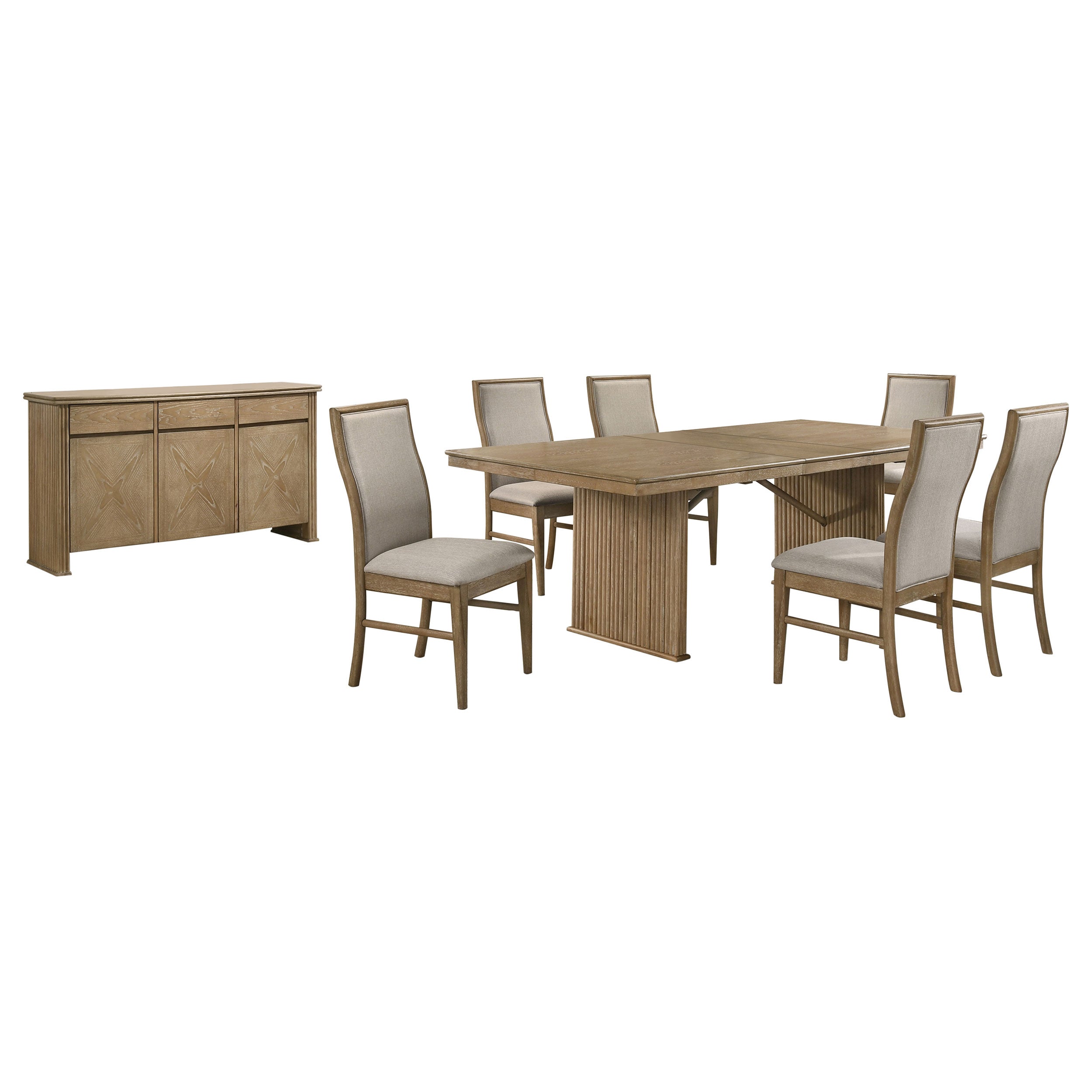 Adina Extension Dining Set Distressed Light Brown