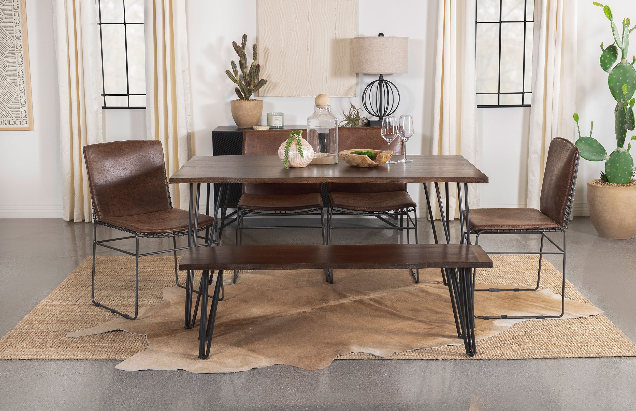 Topeka  Dining Set Mango Cocoa and Gunmetal