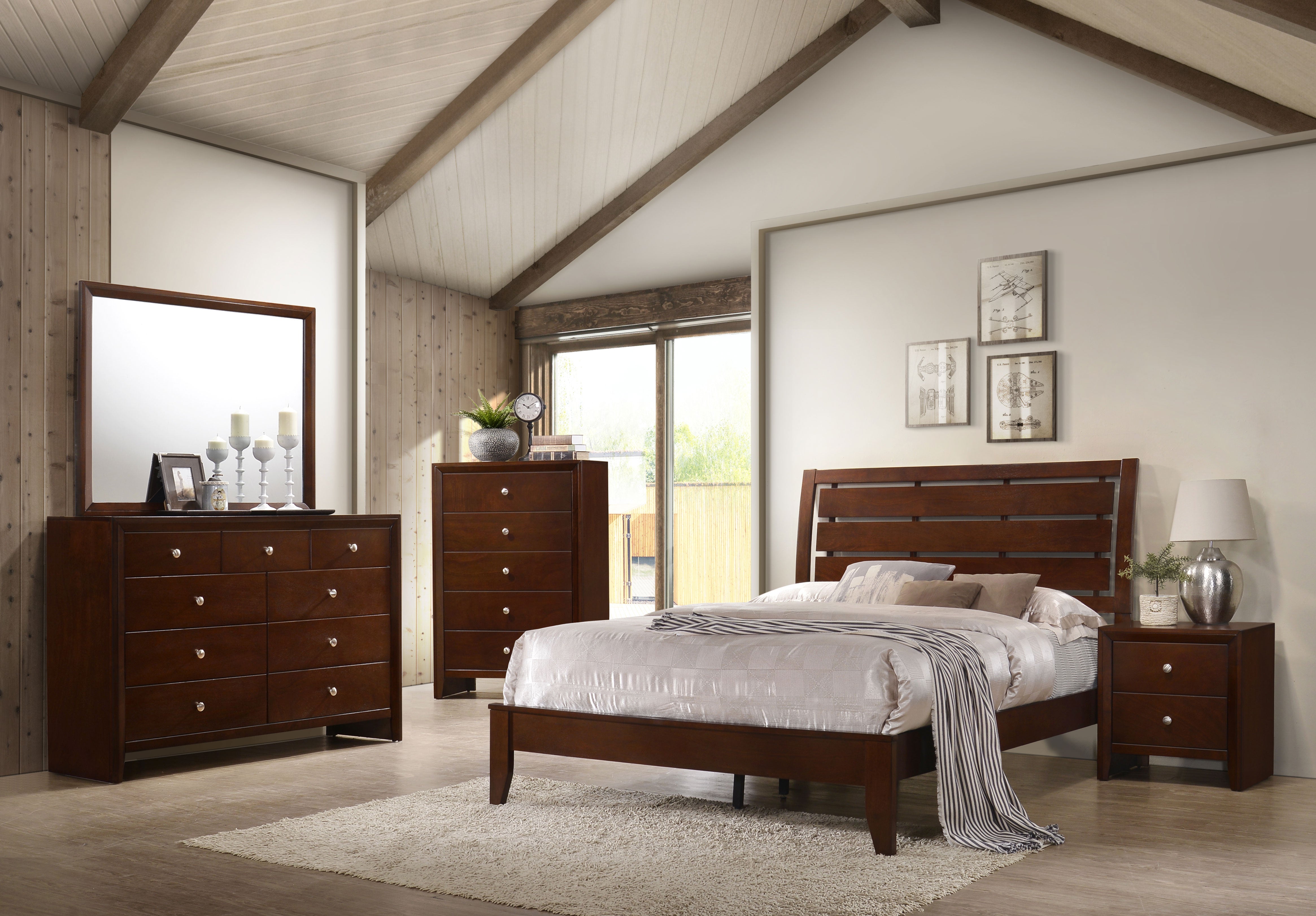 Serenity Panel Bedroom Set Rich Merlot