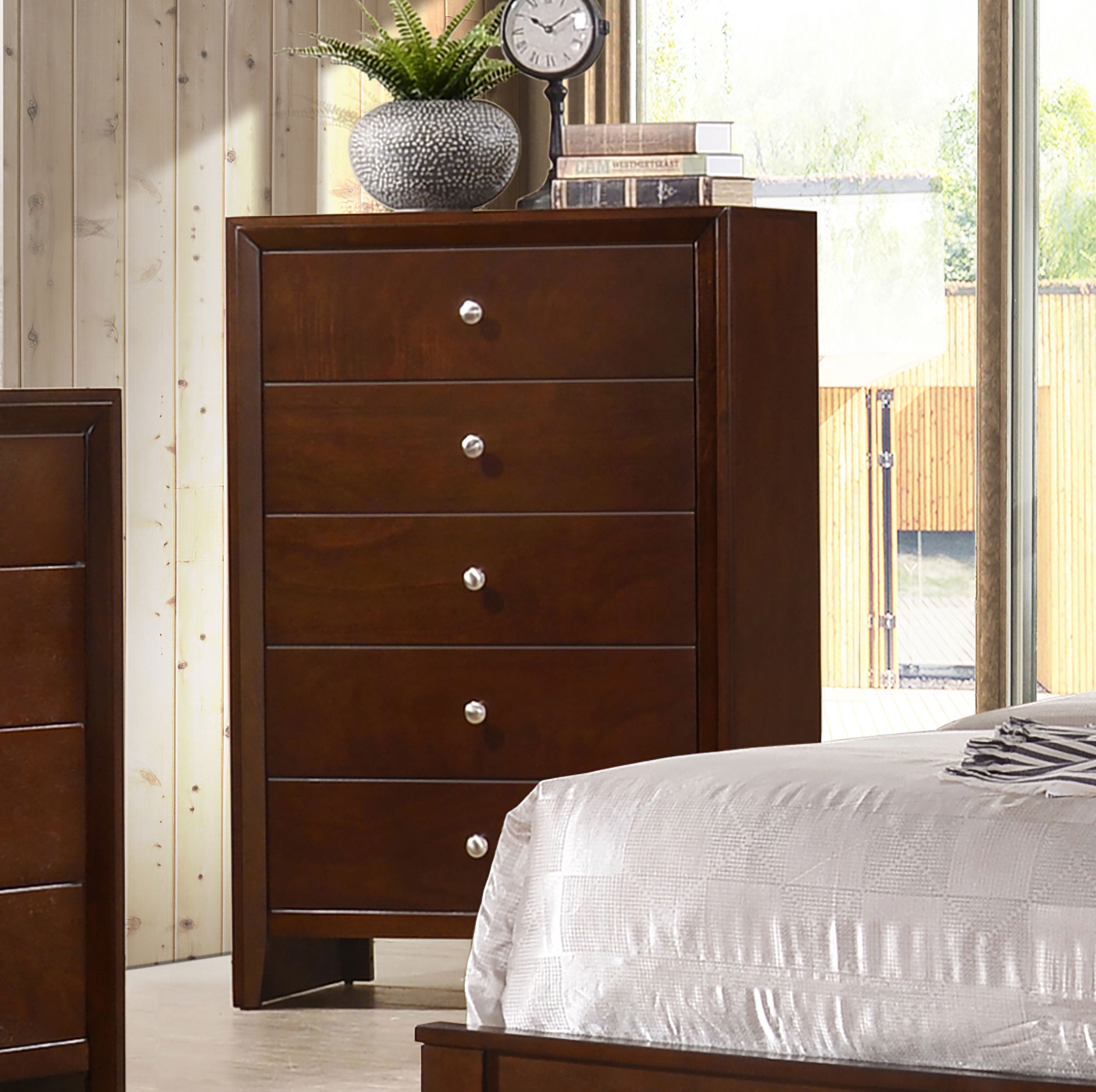 Serenity 5-drawer Bedroom Chest Rich Merlot