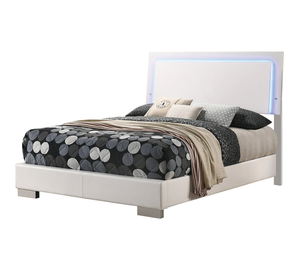 Felicity   Bedroom Set with LED Headboard Glossy White