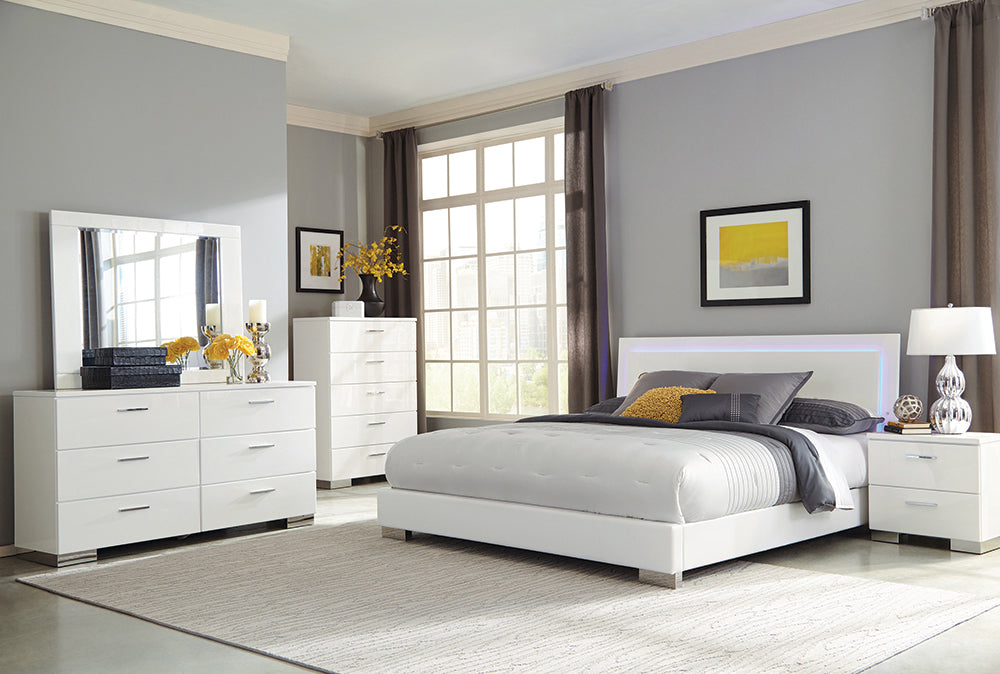 Felicity   Bedroom Set with LED Headboard Glossy White