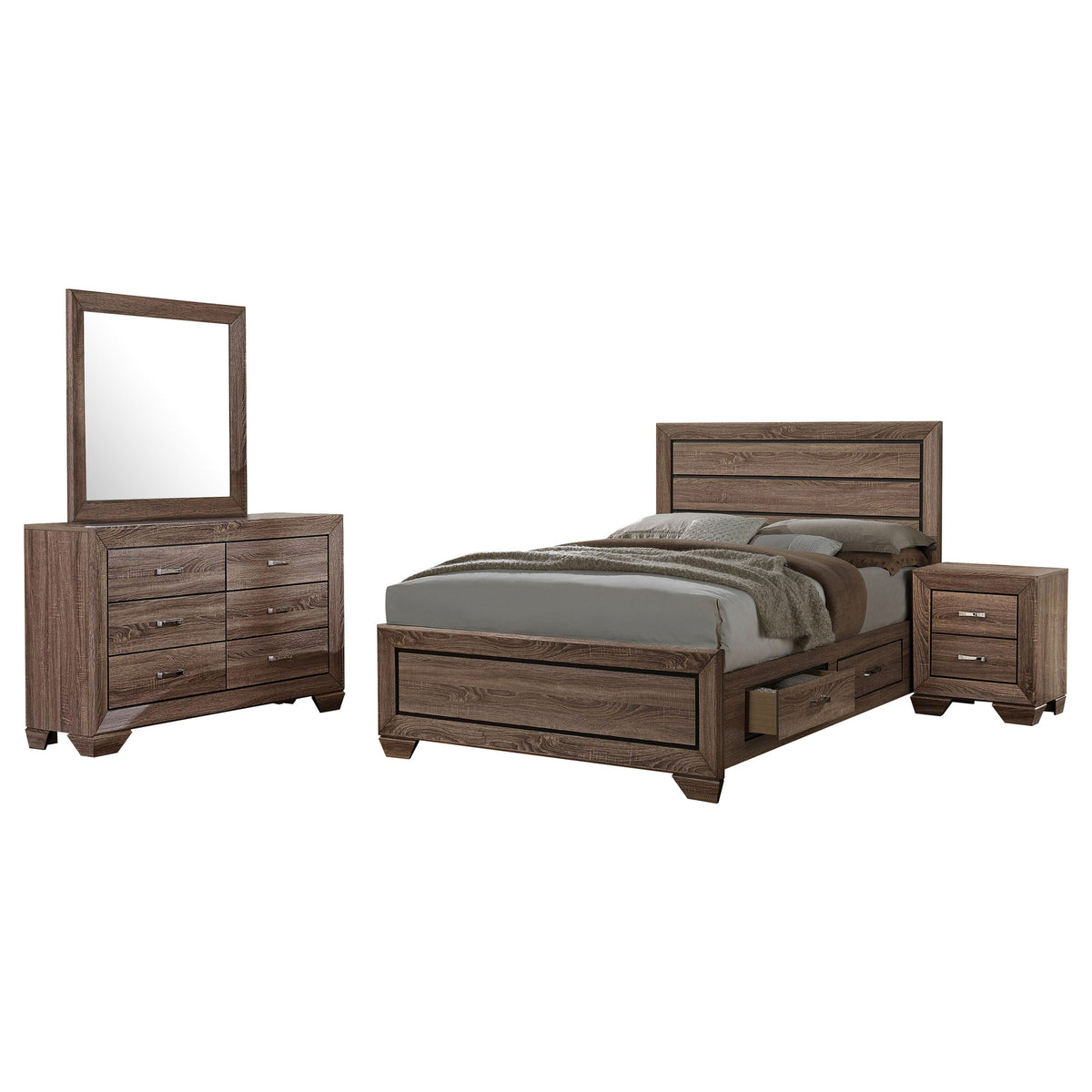 Kauffman Storage Bedroom Set with High Straight Headboard