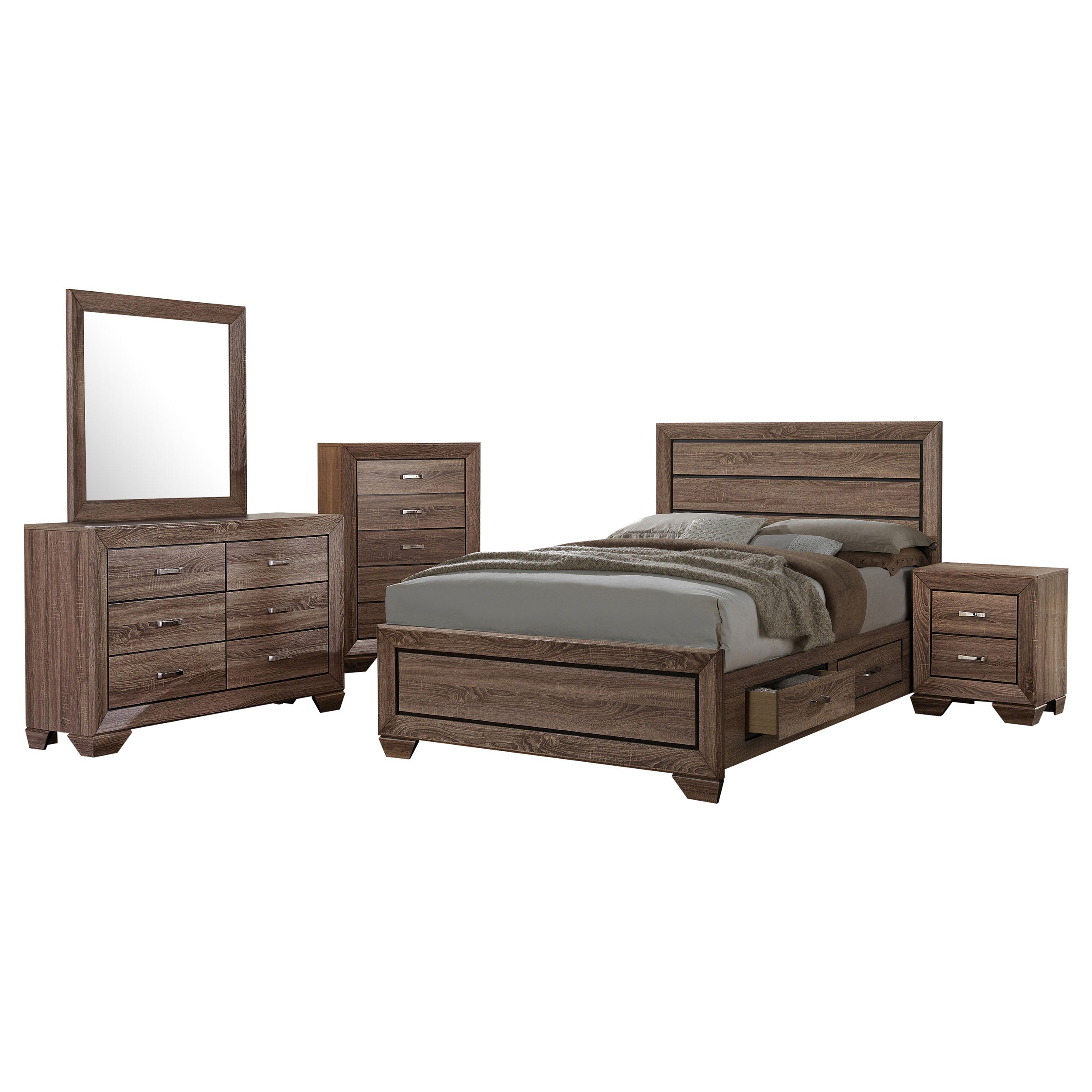 Kauffman Storage Bedroom Set with High Straight Headboard