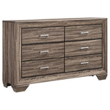 Kauffman 6-drawer Dresser with Mirror Washed Taupe