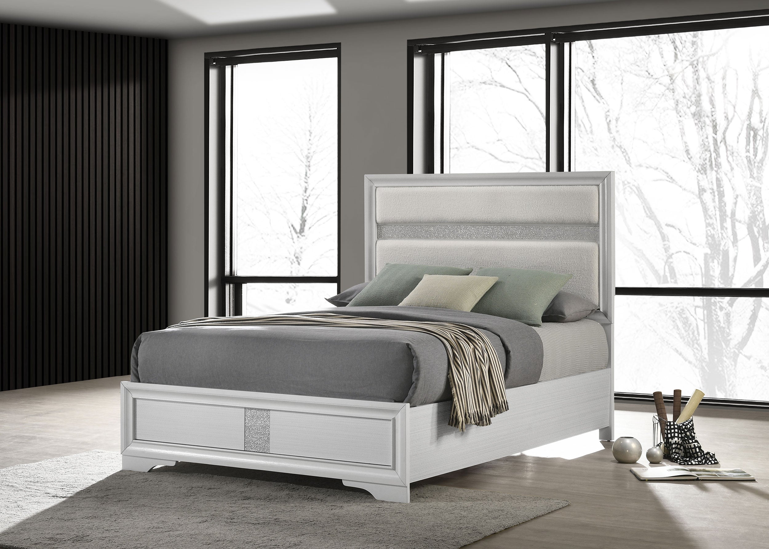 Miranda 55-inch Upholstered  Panel Bed White
