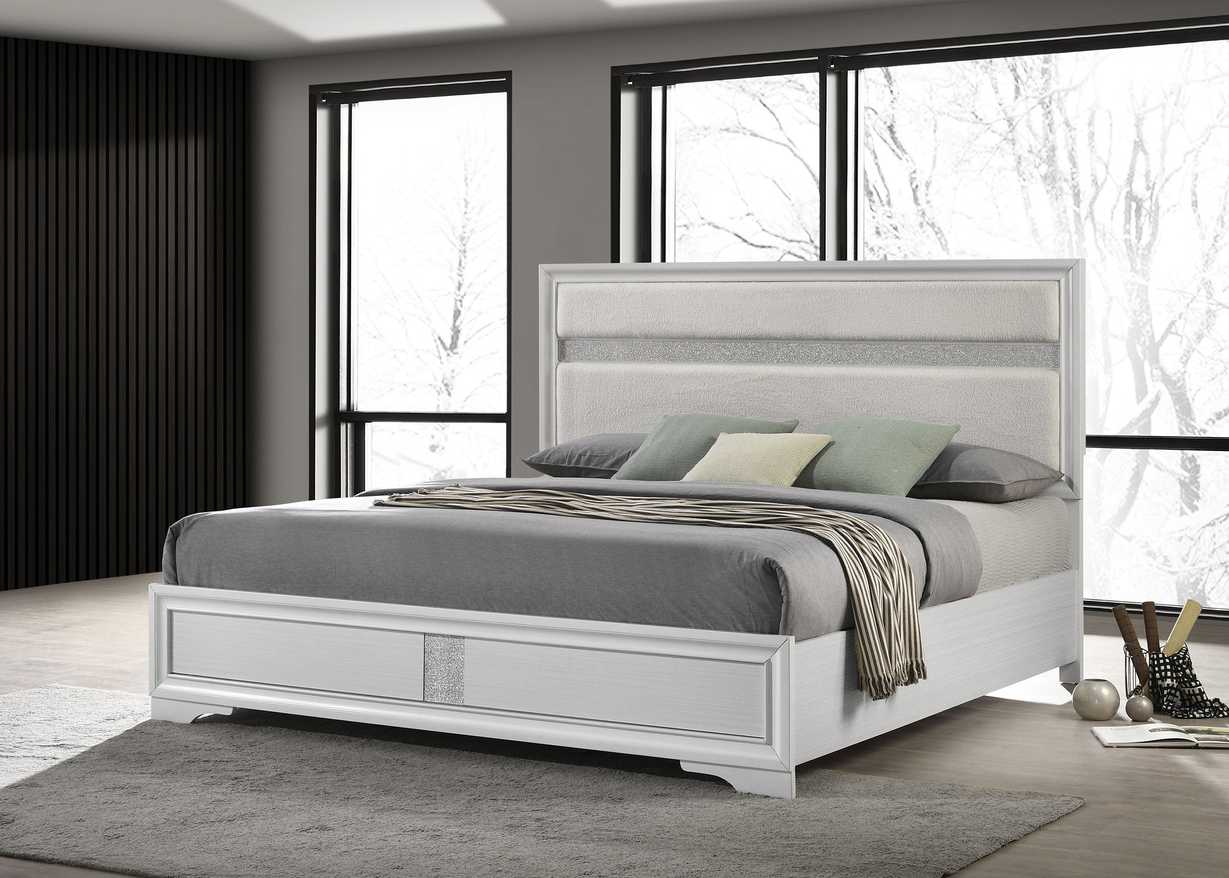 Miranda 55-inch Upholstered  Panel Bed White