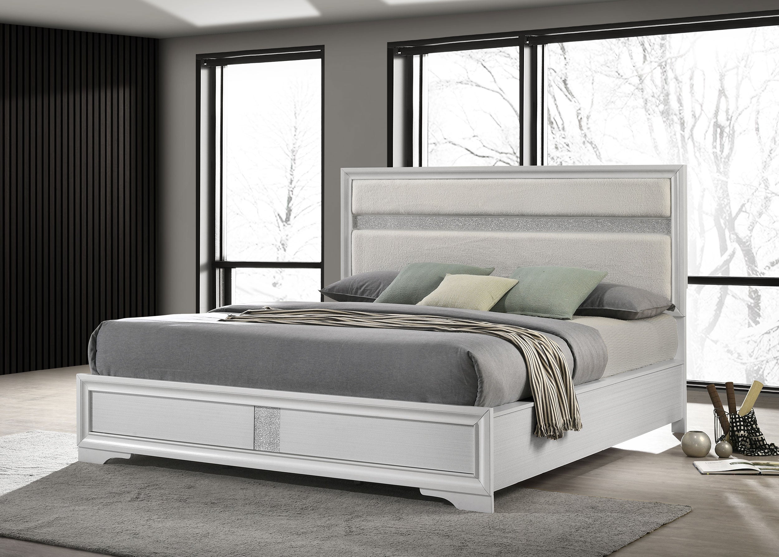 Miranda 55-inch Upholstered  Panel Bed White