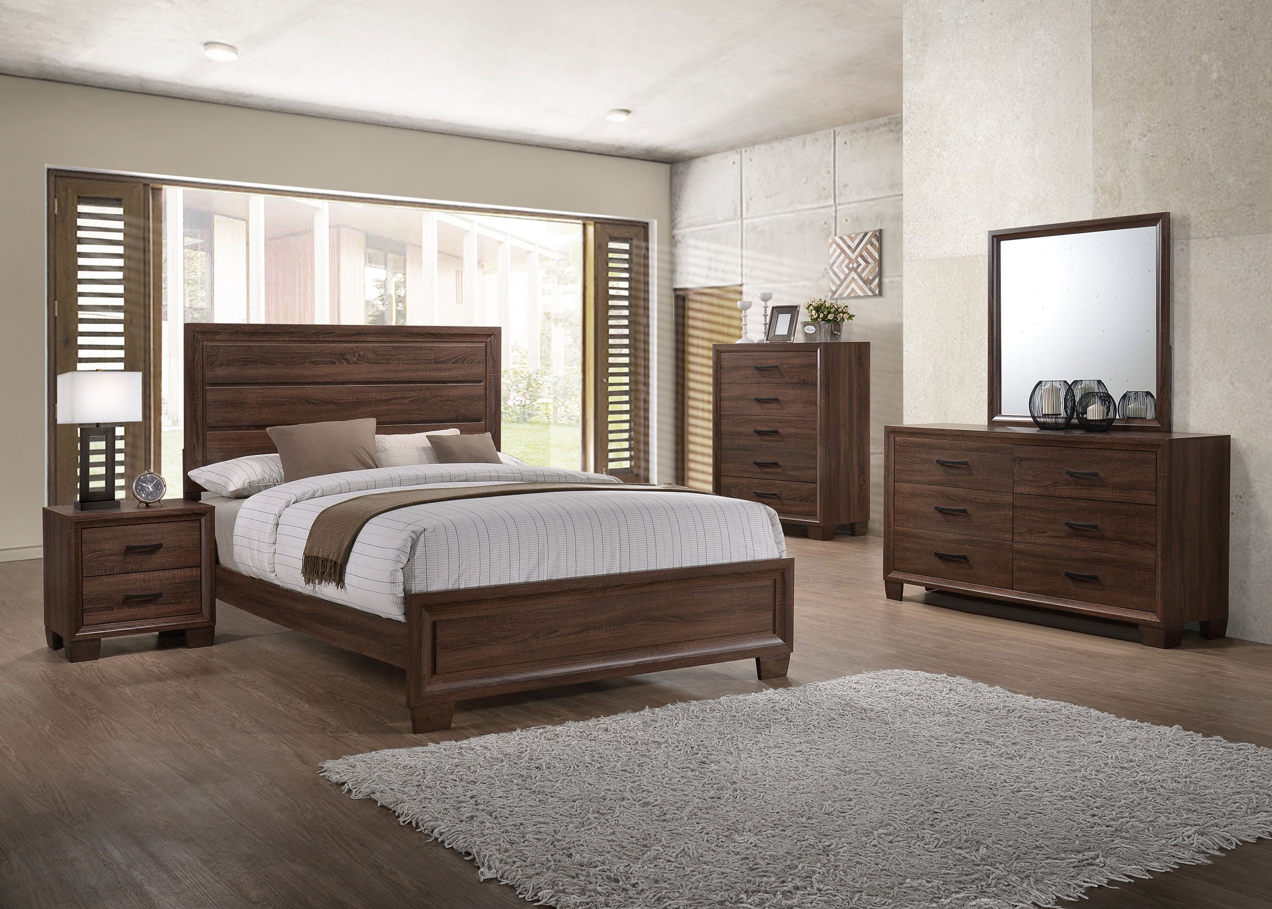 Brandon  Panel Bed Medium Warm Brown