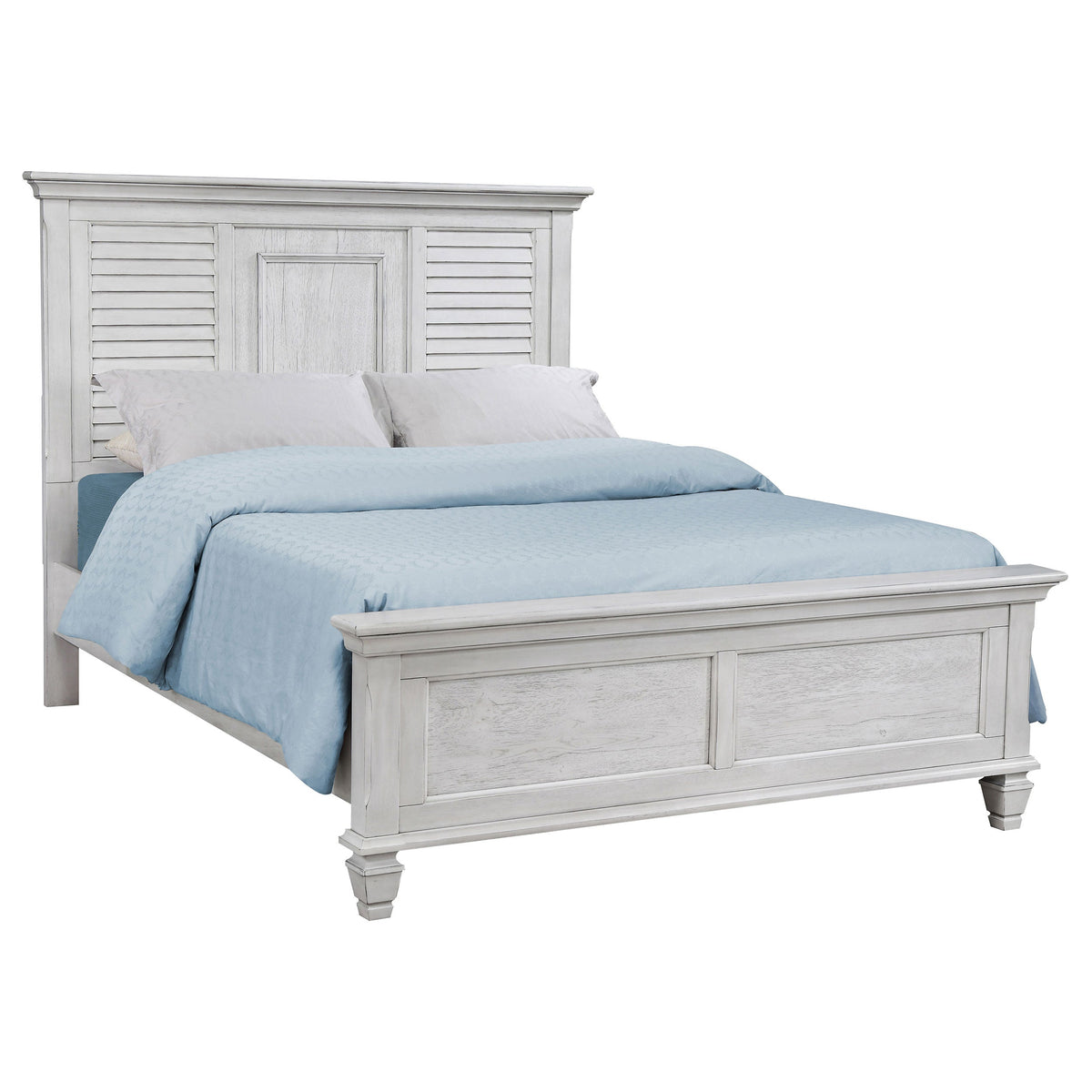 Franco Wood  Panel Bed Distressed White