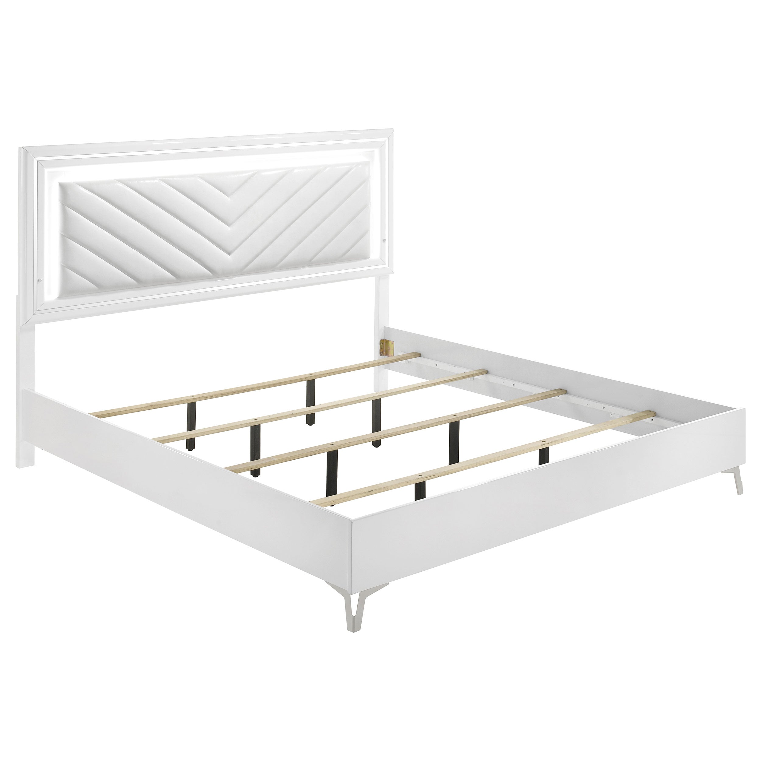 Cassia LED Bedroom Set White High Gloss