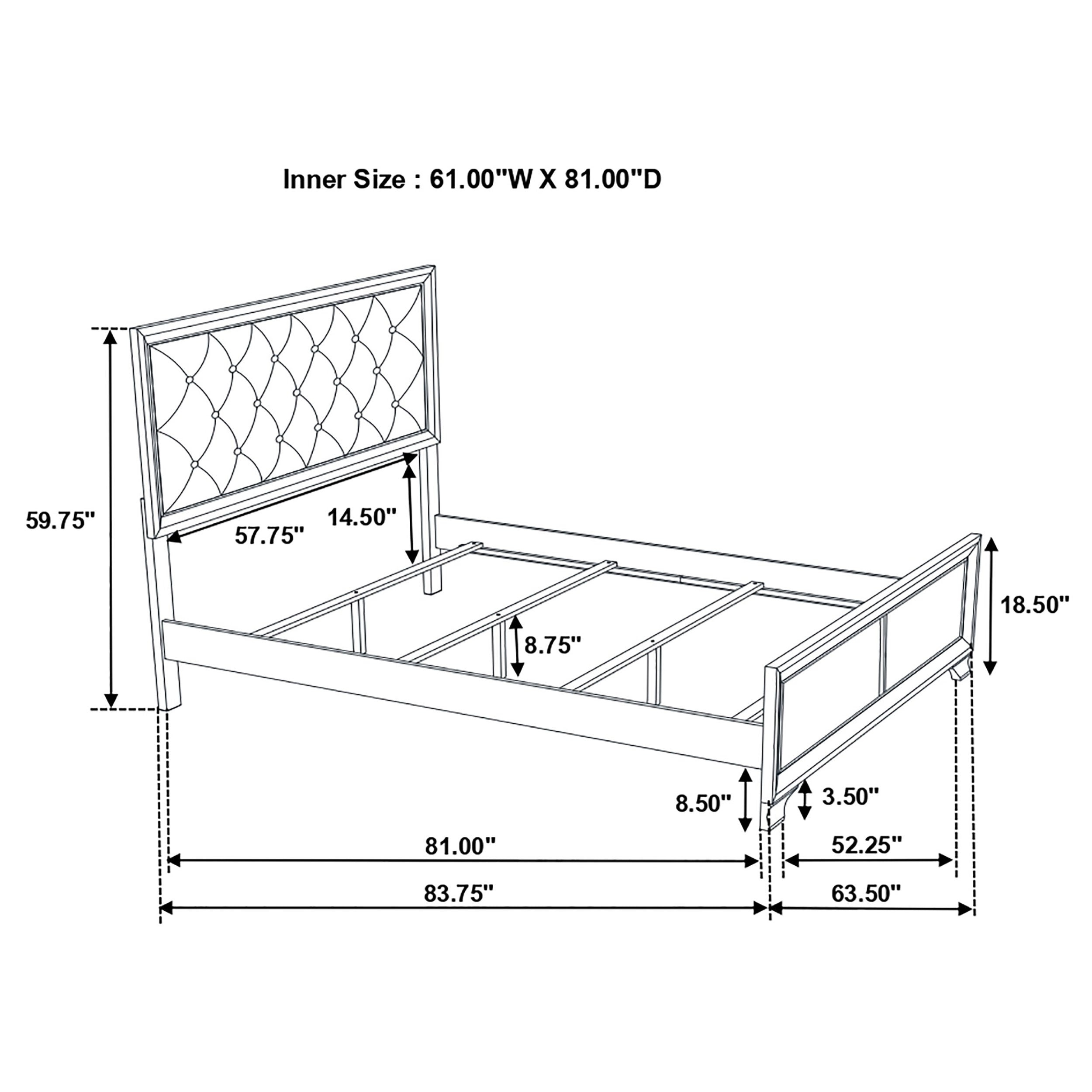 Salford  Panel Bed Metallic Sterling and Charcoal Grey