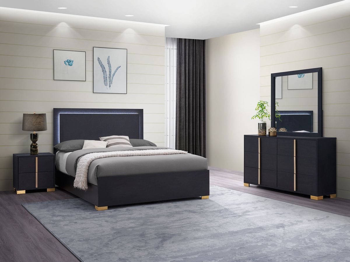 Marceline   Bedroom Set with LED Headboard Black