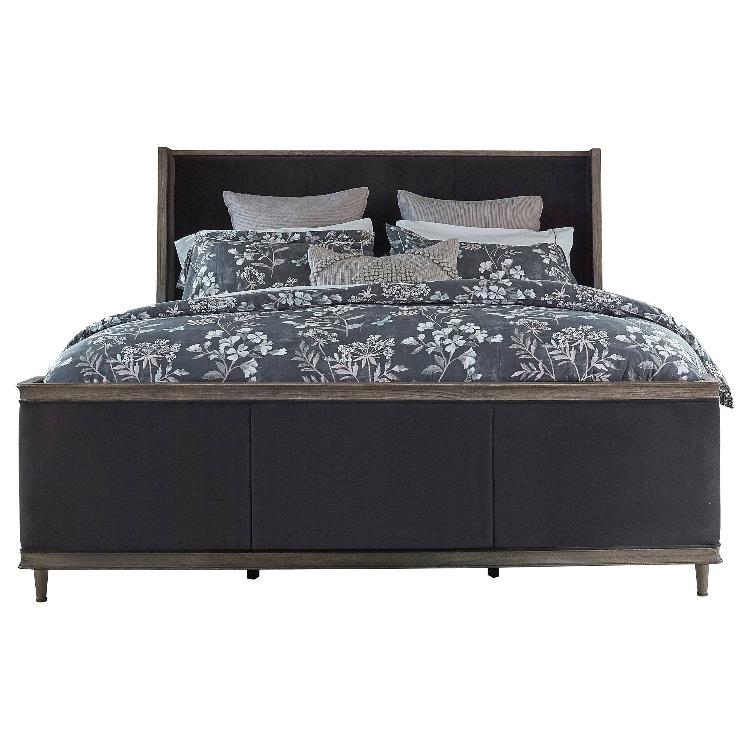 Alderwood  Upholstered Panel Bed Charcoal Grey