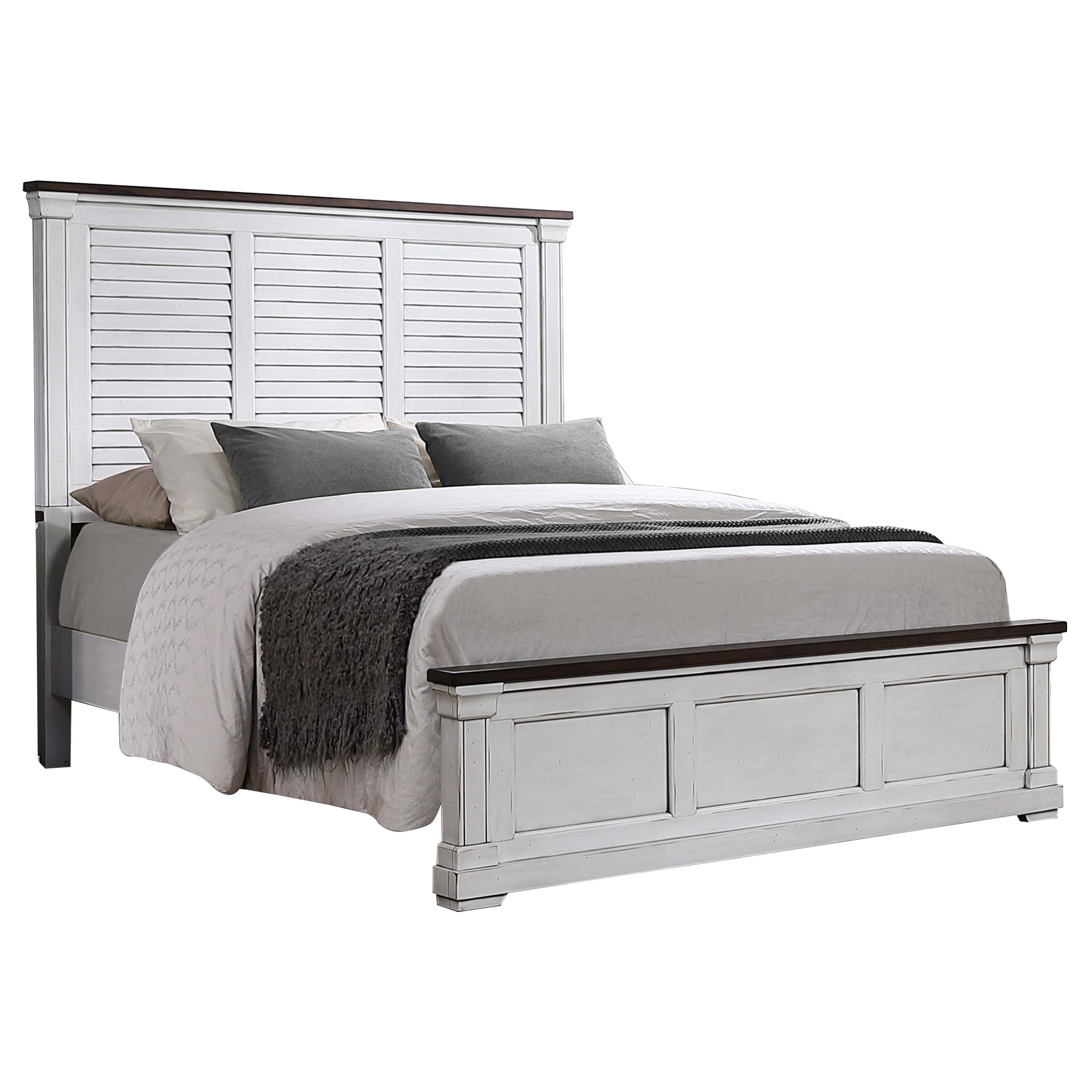 Hillcrest   Panel Bedroom Set White and Dark Rum