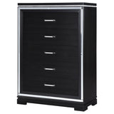 Cappola Rectangular 5-drawer Chest Silver and Black