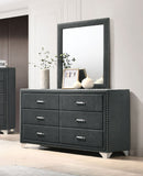 Melody 6-drawer Upholstered Dresser with Mirror Grey