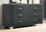 Melody 6-drawer Upholstered Dresser with Mirror Grey