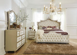 Antonella   Upholstered Tufted Bedroom Set Ivory and Camel