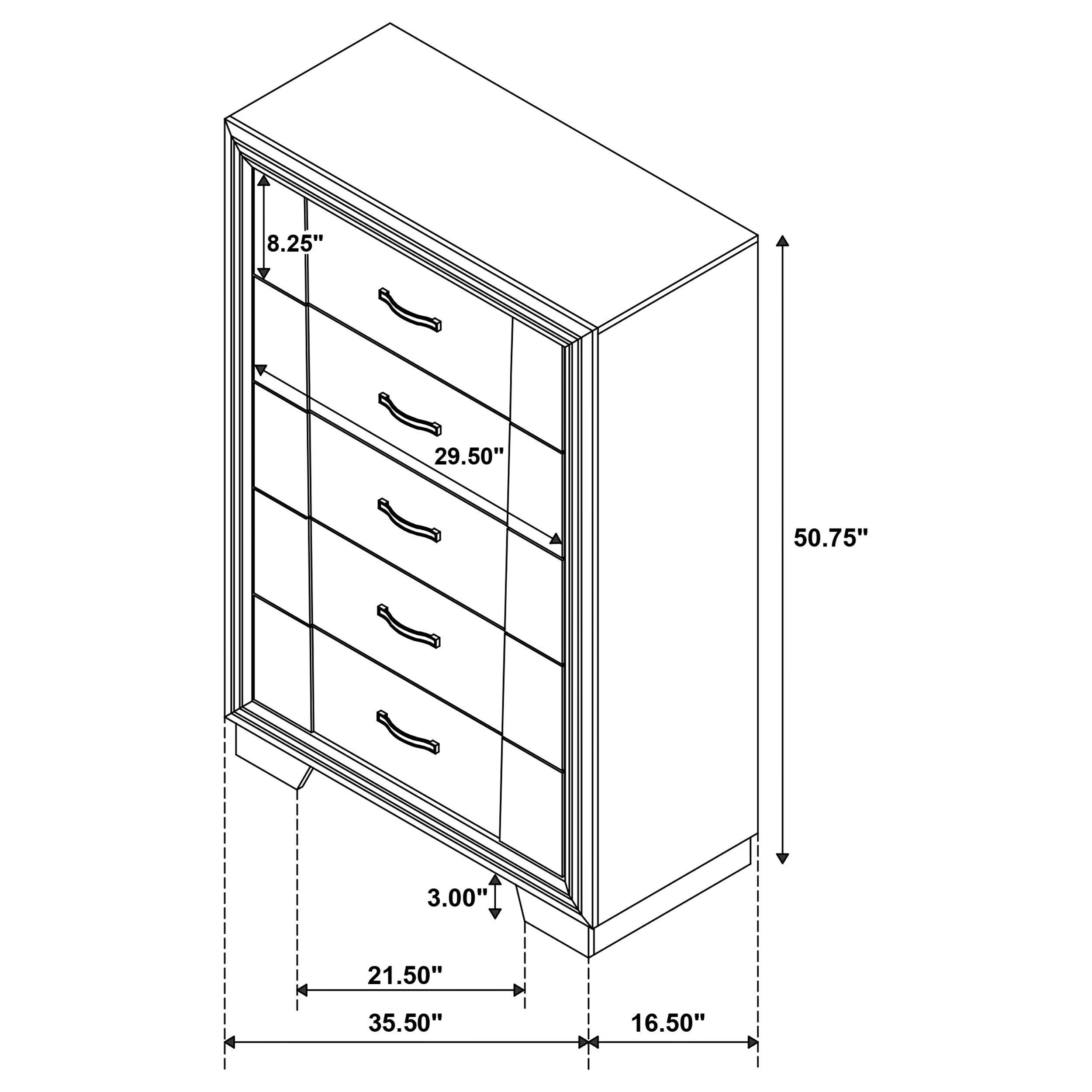 Janine 5-drawer Chest Grey