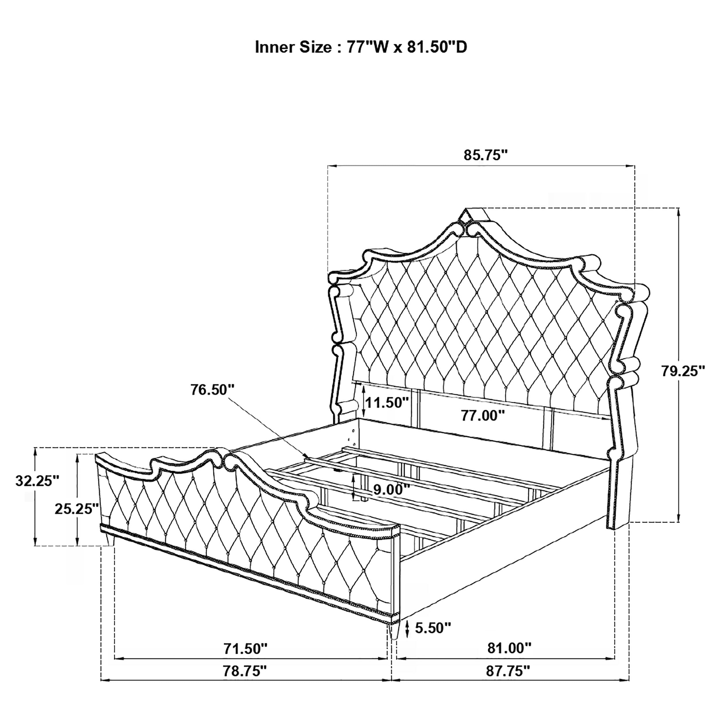 Antonella Upholstered Tufted  Bed Grey