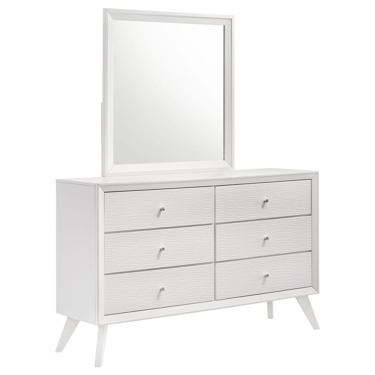 Janelle 6-drawer Dresser with Mirror White