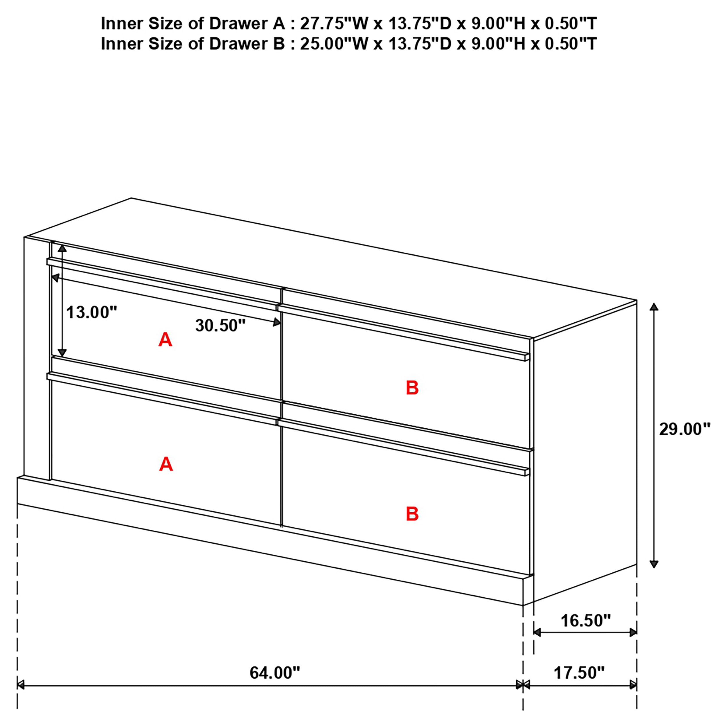 Azalia 4-drawer Dresser with Mirror Black and Walnut