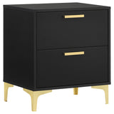 Kendall 2-drawer Nightstand Black and Gold