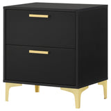 Kendall 2-drawer Nightstand Black and Gold