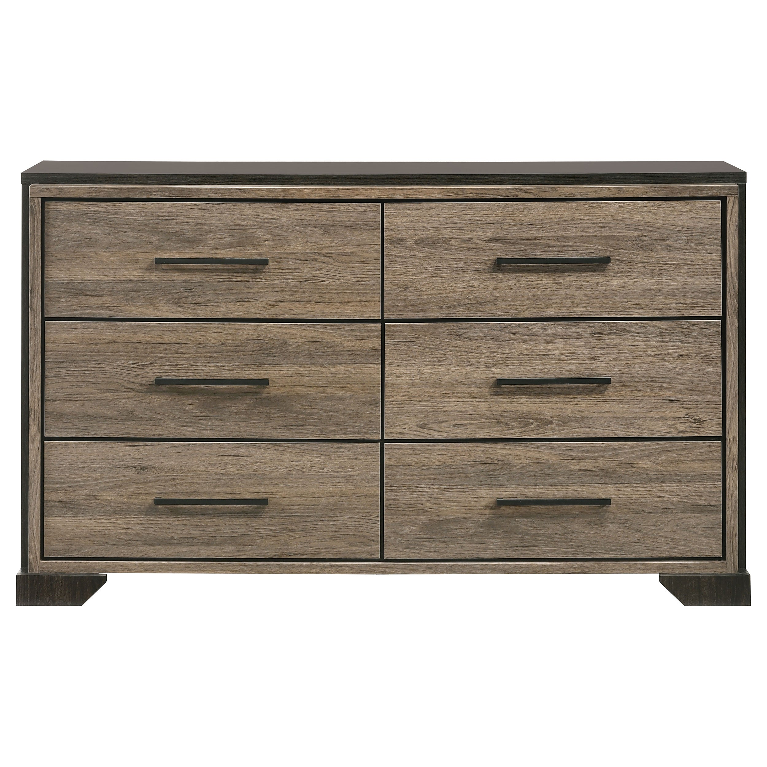 Baker 6-drawer Dresser with Mirror Brown and Light Taupe