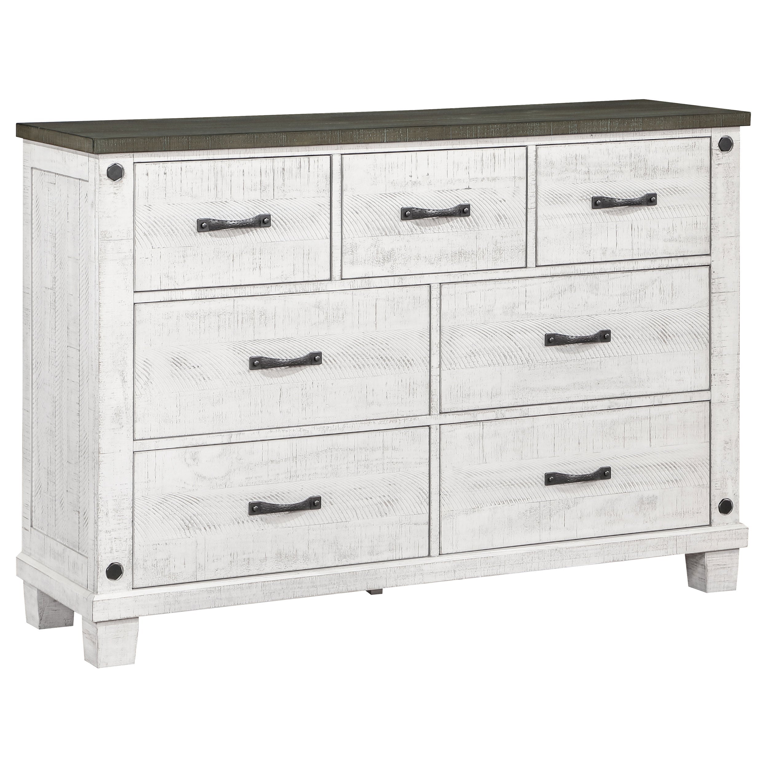 Lilith   Bedroom Set Distressed Grey and White