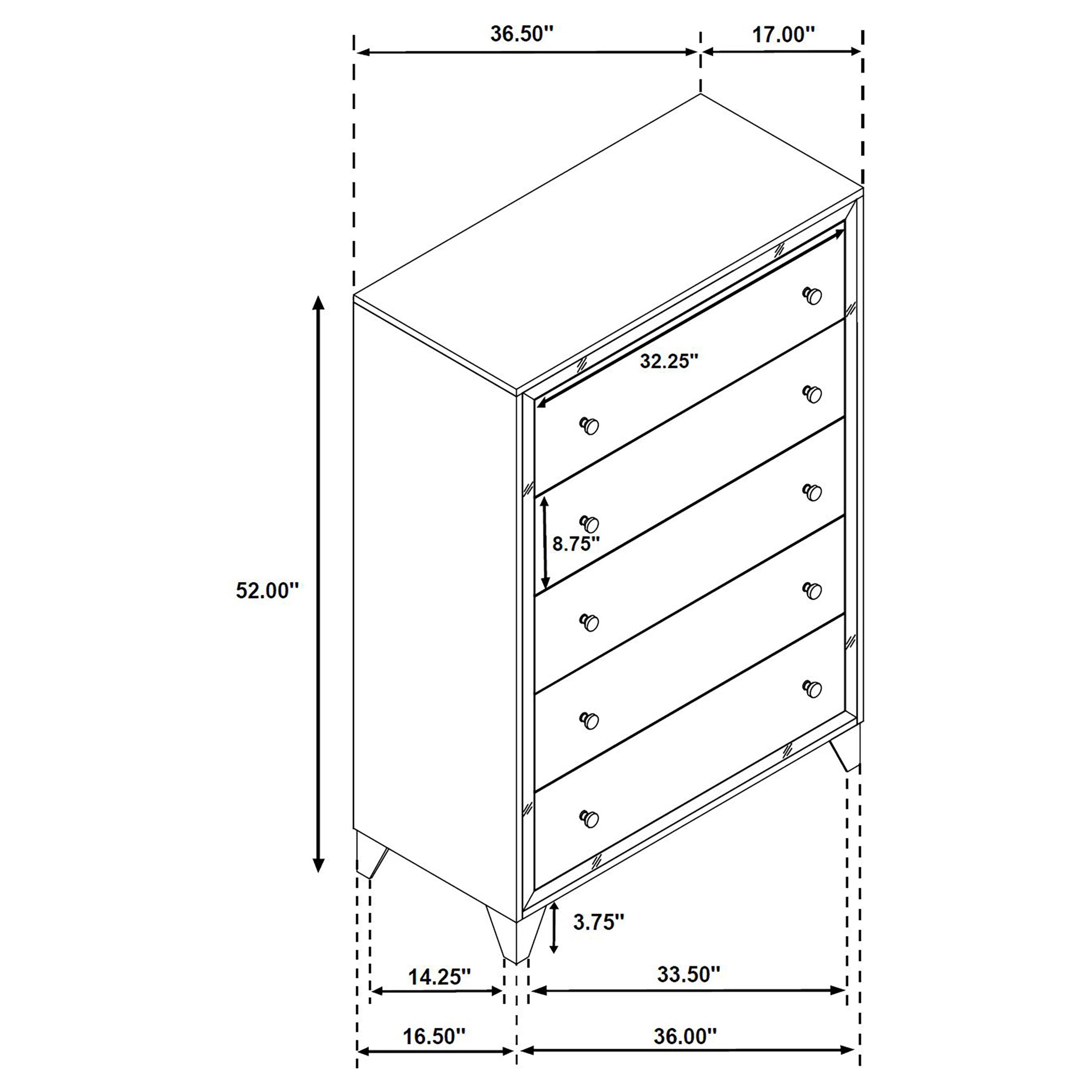 Larue 5-drawer Chest Silver