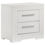 Ives 2-drawer Nightstand Bedside Table White High Gloss