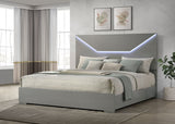 Ives  Panel Bed LED Headboard Grey High Gloss