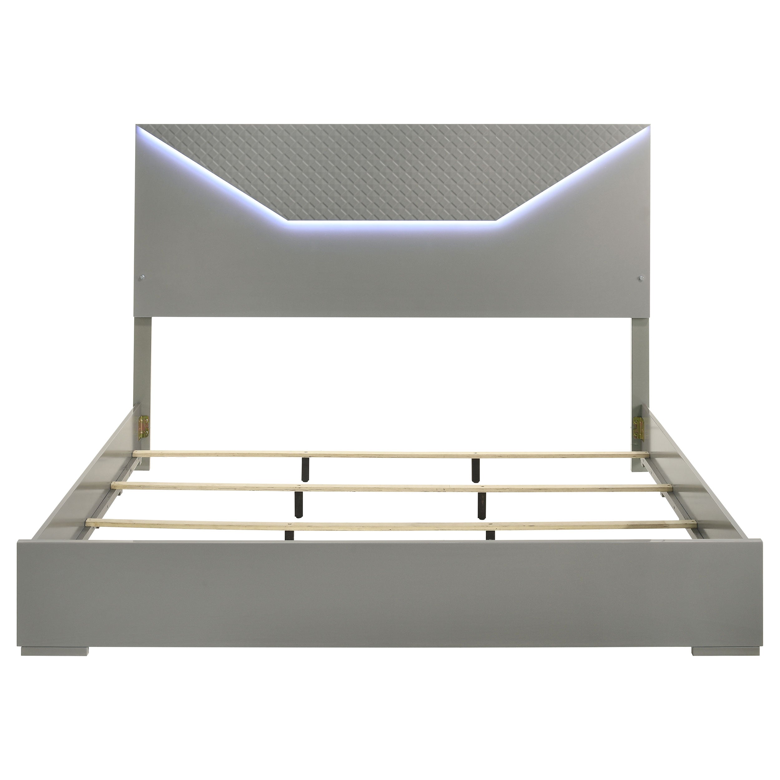 Ives  Panel Bed LED Headboard Grey High Gloss