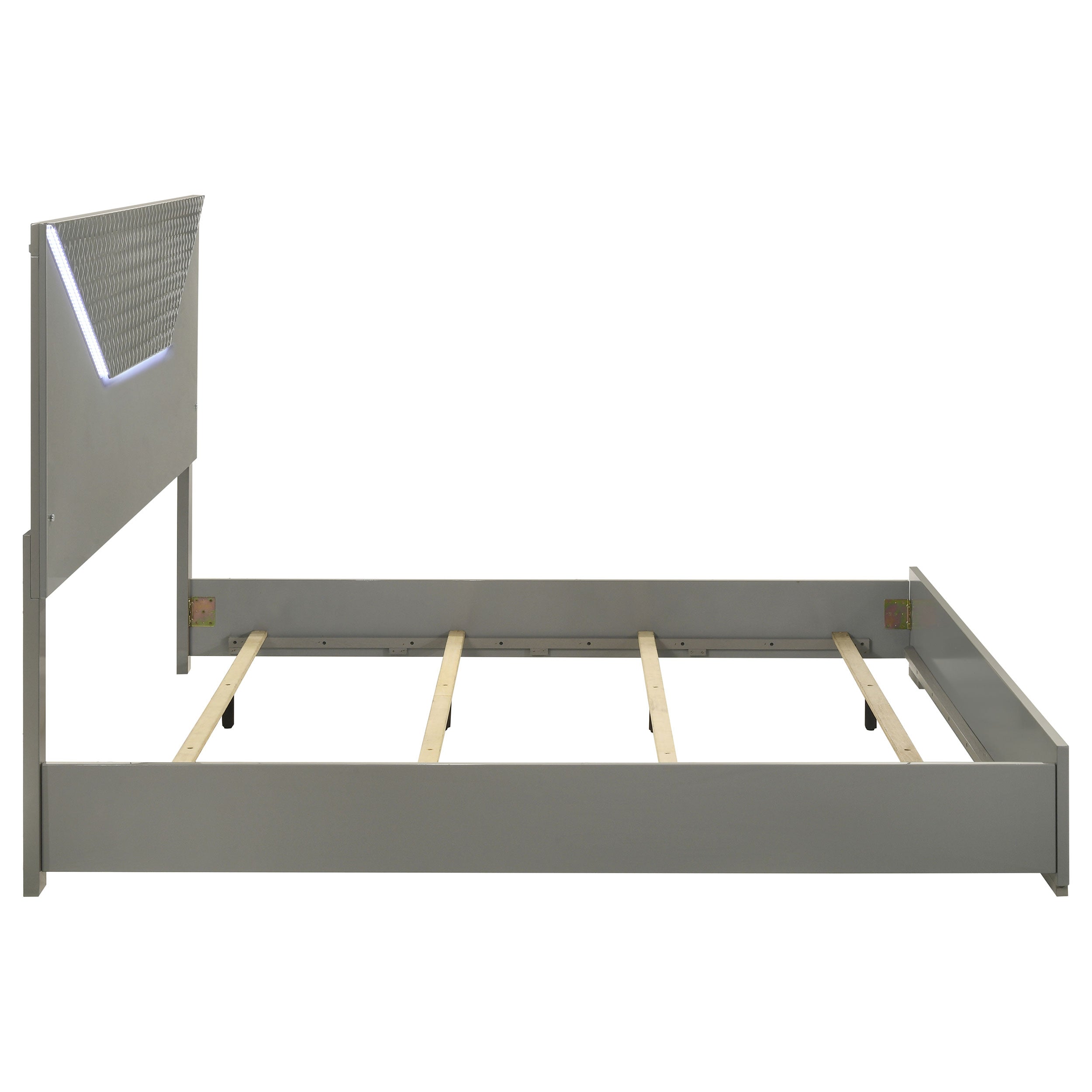 Ives  Panel Bed LED Headboard Grey High Gloss