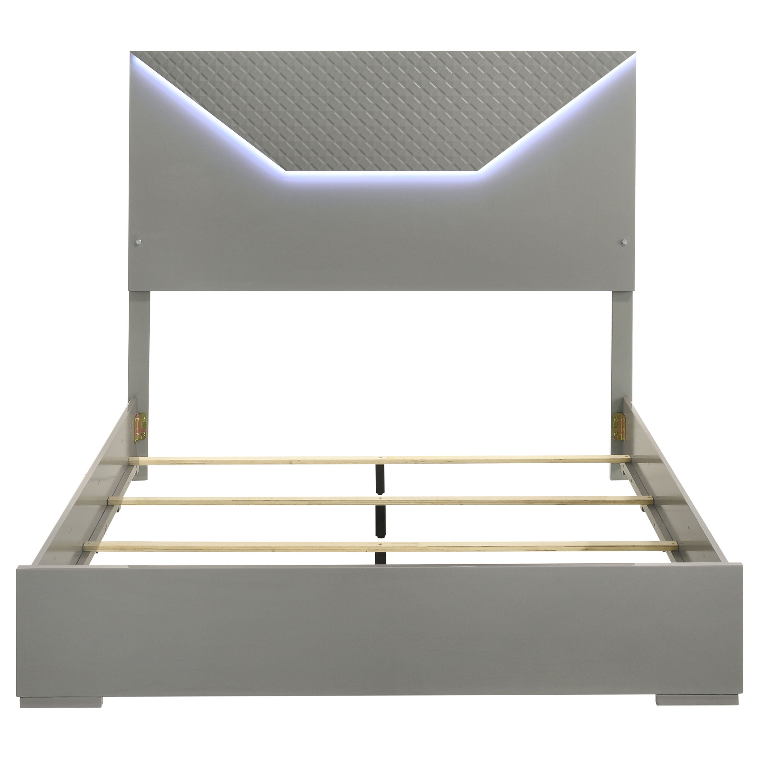 Ives  Panel Bed LED Headboard Grey High Gloss