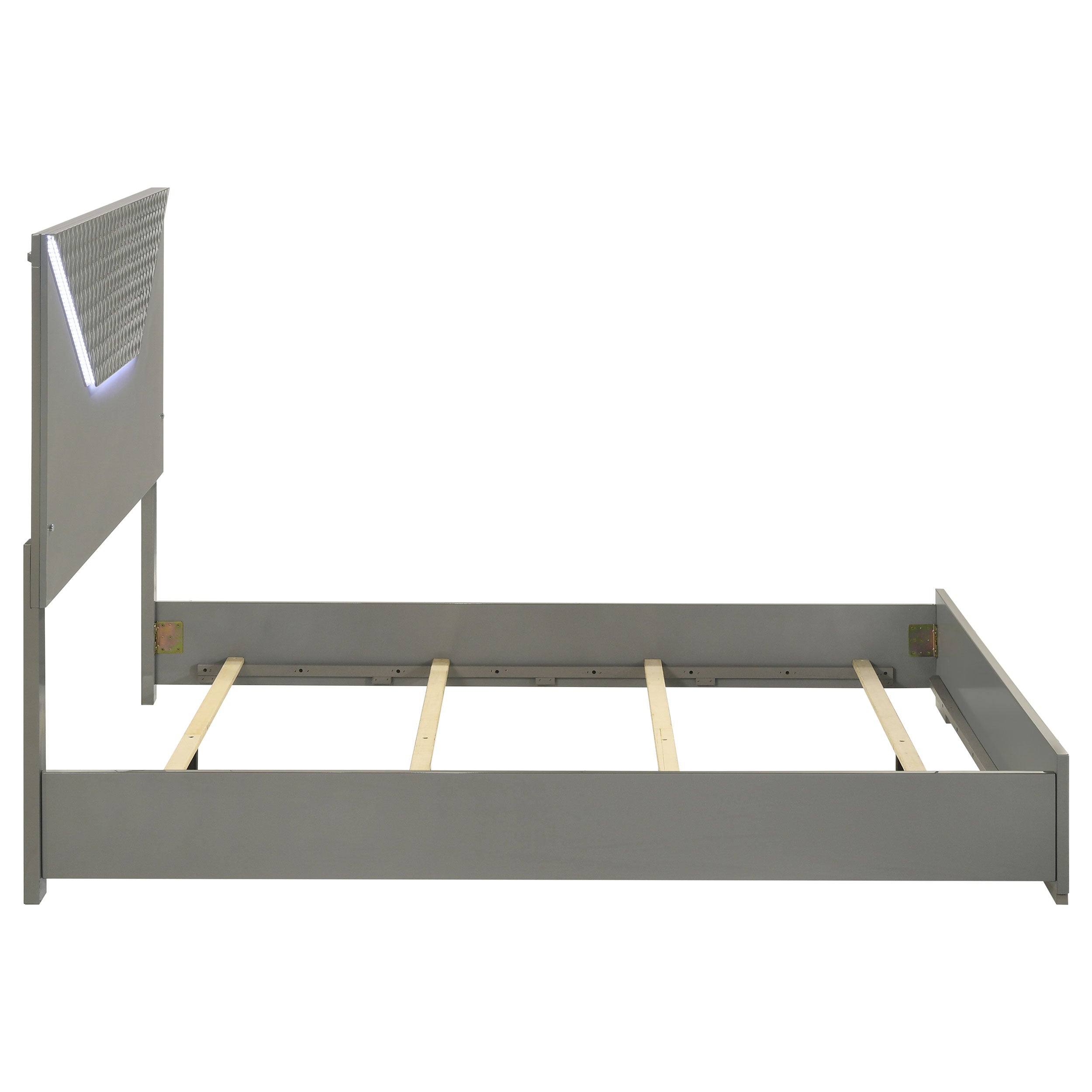 Ives  Panel Bed LED Headboard Grey High Gloss