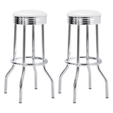 Theodore Upholstered Top Bar Stools White and Chrome (Set of 2)