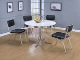 Retro  Round Dining Set Glossy White and Black