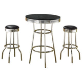 Retro  Round 1950s Bistro Pub Bar Table Set Black
