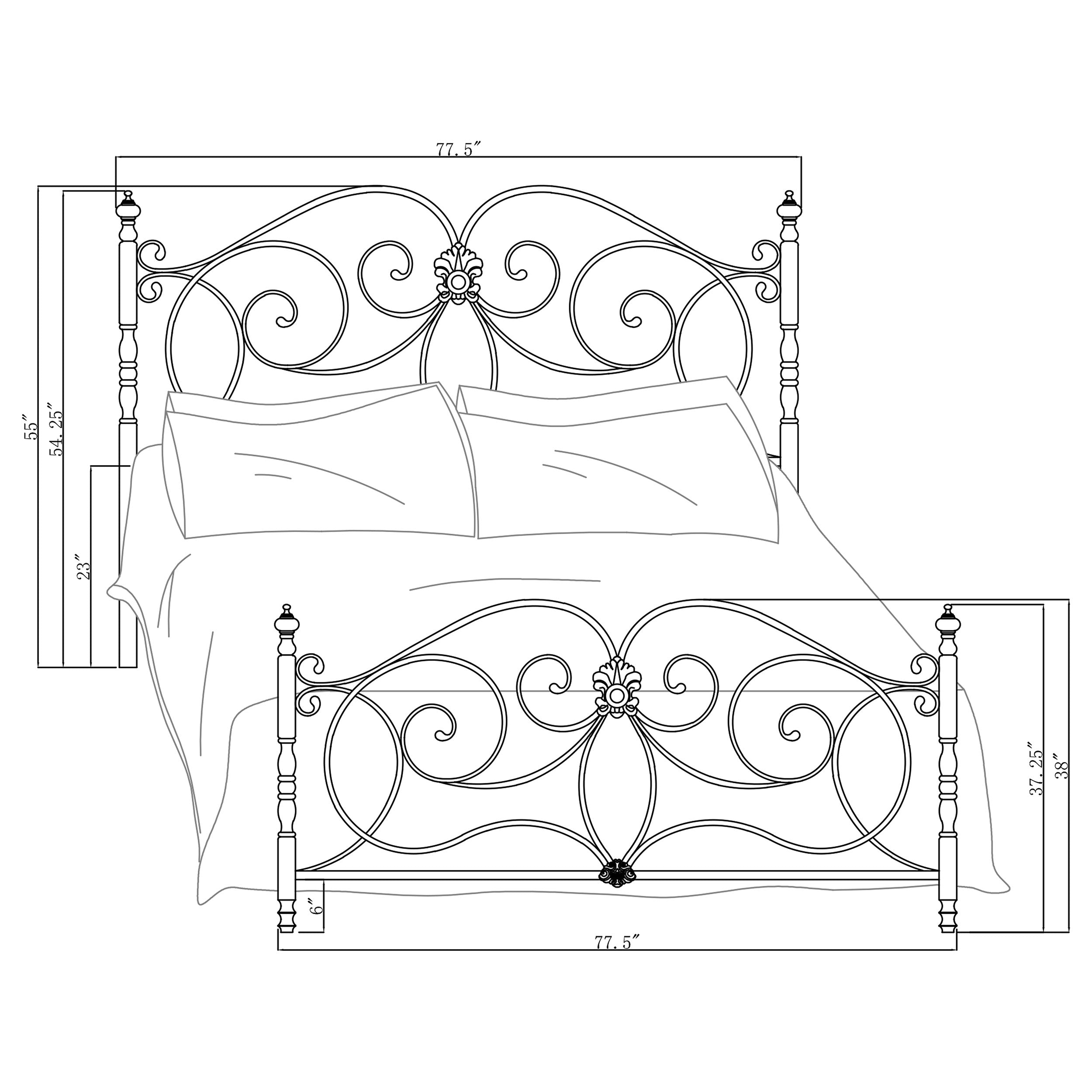 London  Metal Scroll Bed Dark Bronze