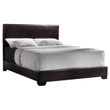 Conner  Upholstered Panel Bed Black and Dark Brown