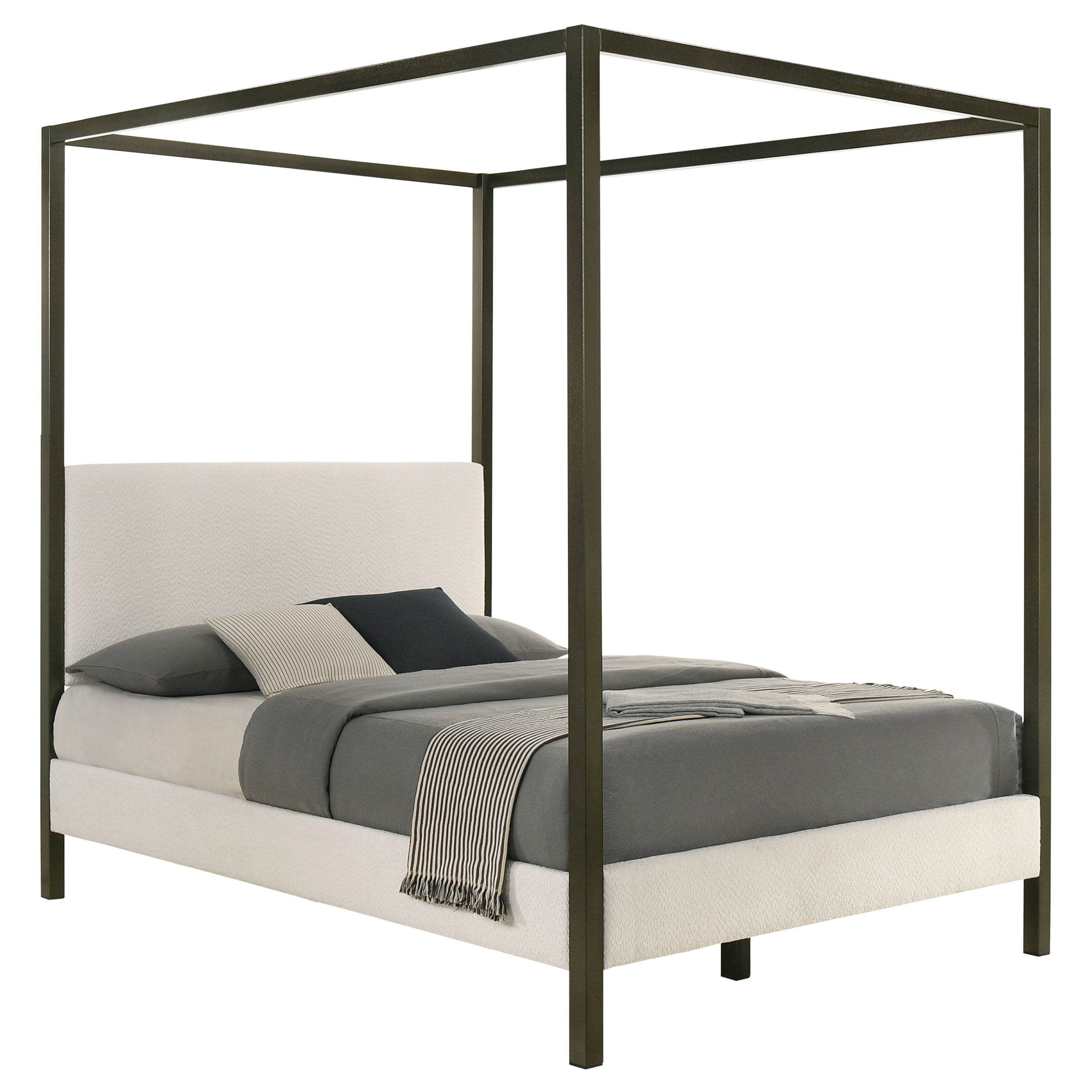 Monroe Upholstered  Canopy Platform Bed Vanilla and Black