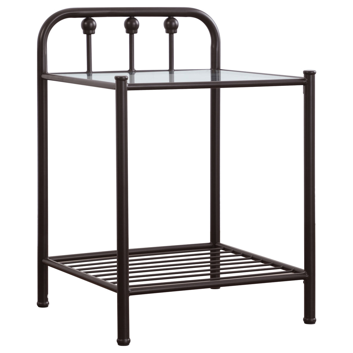 Livingston 1-shelf Nightstand with Glass Top Dark Bronze