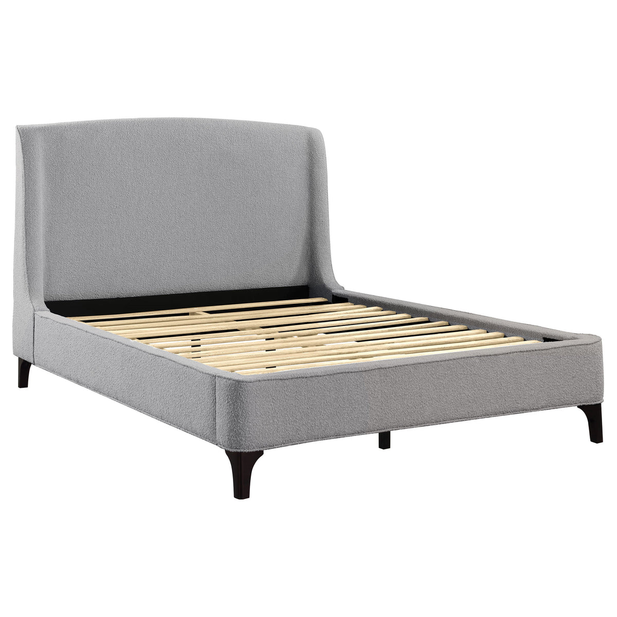 Mosby Upholstered Curved Headboard  Platform Bed Light Grey