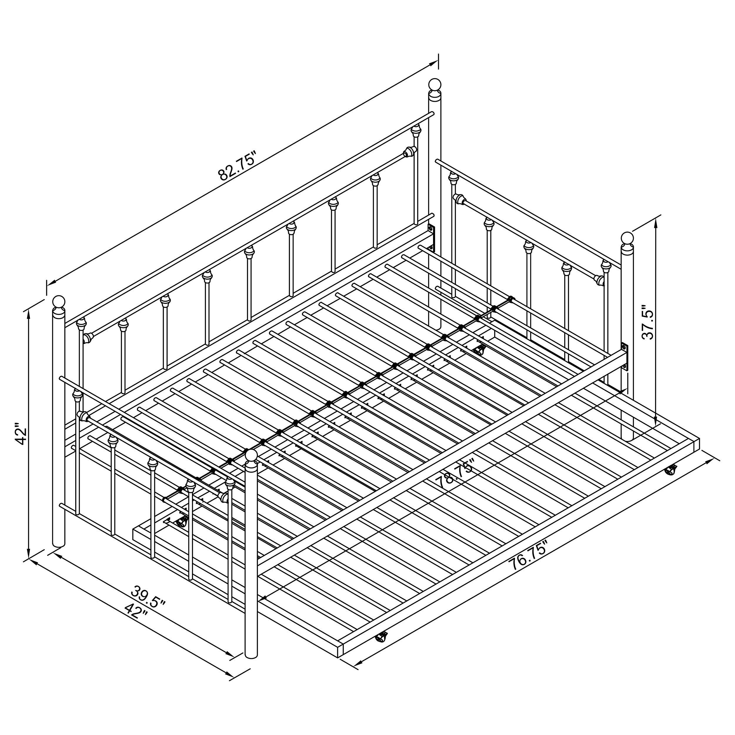 Nocus Spindle Metal Twin Daybed with Trundle