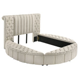 Sonya Upholstered  Round Storage Bed Ivory
